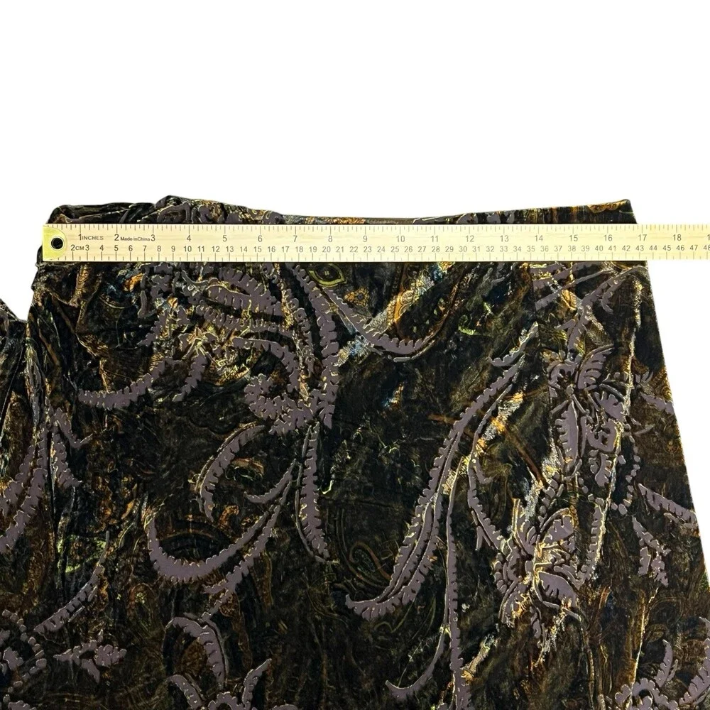 Vintage Y2K Lauren Ralph Lauren Skirt Large Burnout Velvet Silk Blend Paisley